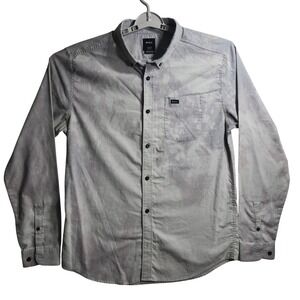 RVCA Button Down Shirt Slim Fit Long‎ Sleeve Casual Top Gray Large Tie Dye